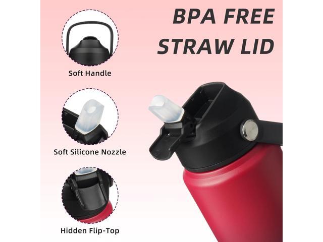 BJPKPK Water Bottle with Straw Lid, 24oz Vacuum Insulated Water Bottles, Metal Stainless Steel Thermos for Sports, Travel, BPA Free Leak Proof...