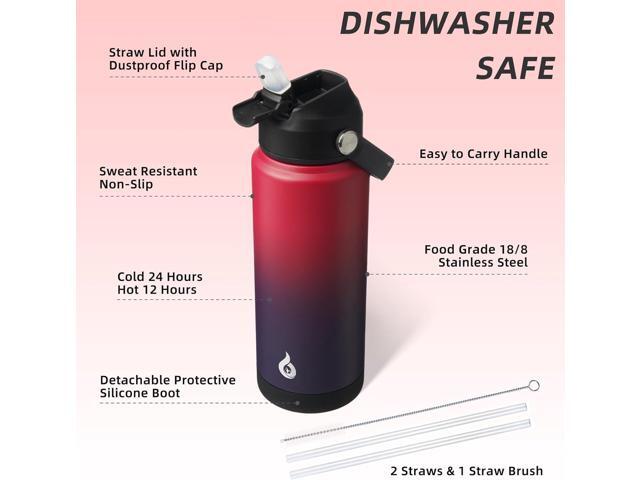 BJPKPK Water Bottle with Straw Lid, 24oz Vacuum Insulated Water Bottles, Metal Stainless Steel Thermos for Sports, Travel, BPA Free Leak Proof...