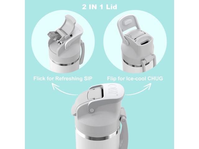 OISIZ Insulated Water Bottle 24 oz with 2-in-1 Straw and Swig Lid, Leakproof and BPA Free, Keep Cold 24H, Vacuum Stainless Steel Kids Water Bottle...