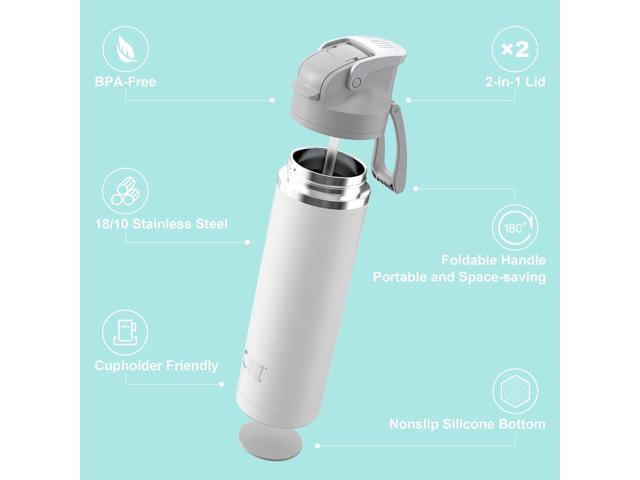 OISIZ Insulated Water Bottle 24 oz with 2-in-1 Straw and Swig Lid, Leakproof and BPA Free, Keep Cold 24H, Vacuum Stainless Steel Kids Water Bottle...