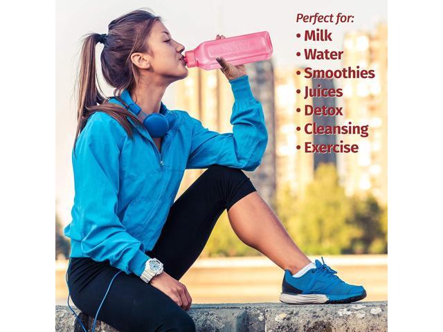 MILTON Sports Water Bottle Square Juice Box 4 Set 32 oz. Great for Juices Milk Smoothies Plastic Wide-Mouth Reusable Leak Proof Drink Bottle/Carton...