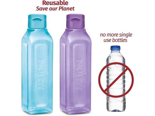 MILTON Sports Water Bottle Square Juice Box 4 Set 32 oz. Great for Juices Milk Smoothies Plastic Wide-Mouth Reusable Leak Proof Drink Bottle/Carton...