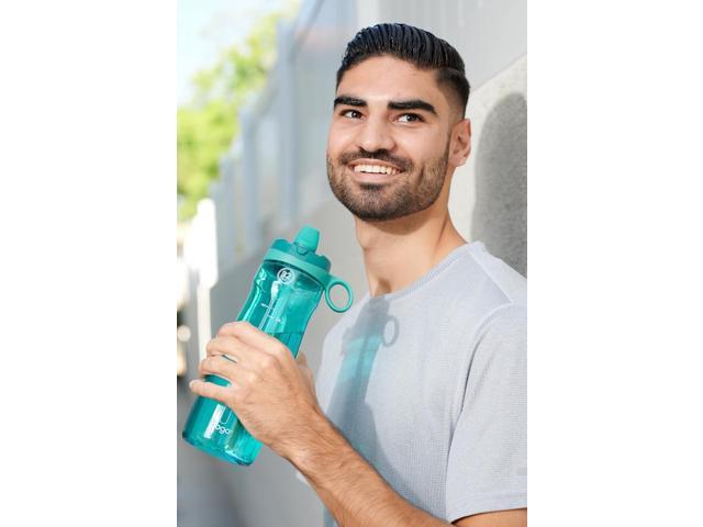 Pogo 2-Pack Plastic Water Bottle with Carry Handle, Reusable, BPA Free, Dishwasher Safe, Perfect for Travel, School, Outdoors, and Gym 18oz, 32oz