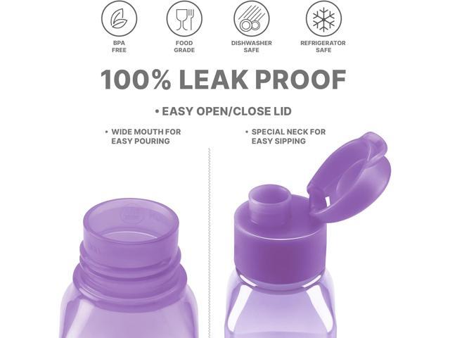 Bulk Set of 16 Multicolor 10oz Water Bottles for Kids and Adults - Leak Proof With Carry Strap - Square Reusable for Juice, Drinks - BPA-Free...