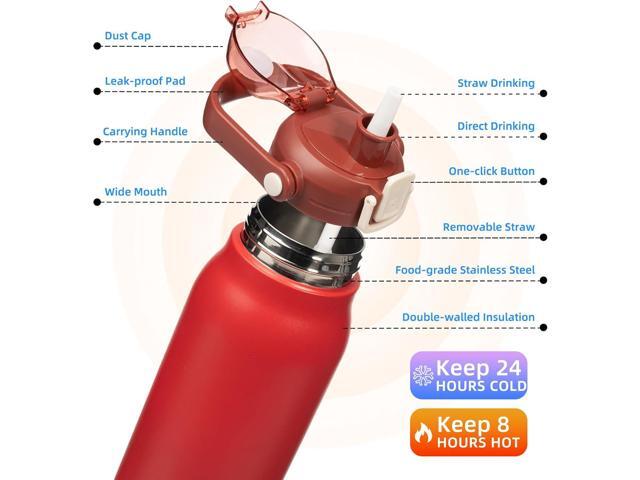 BJPKPK Insulated Water Bottles with Straw, 57 oz Sports Water Bottle with One-handed Opening Lid, BPA Free Leakproof Easy Carry Thermos, Jugs,...