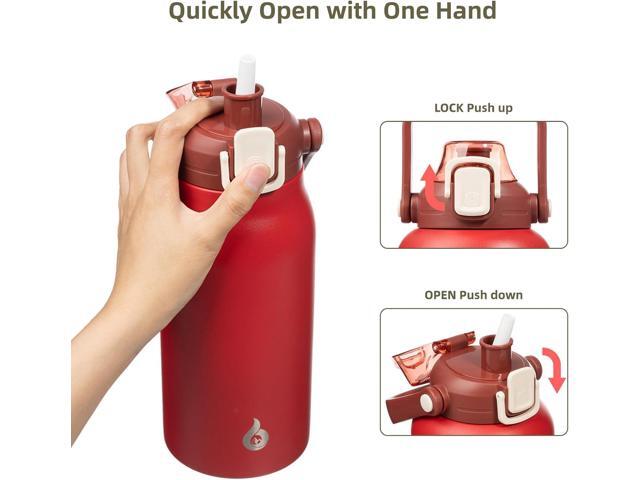 BJPKPK Insulated Water Bottles with Straw, 57 oz Sports Water Bottle with One-handed Opening Lid, BPA Free Leakproof Easy Carry Thermos, Jugs,...