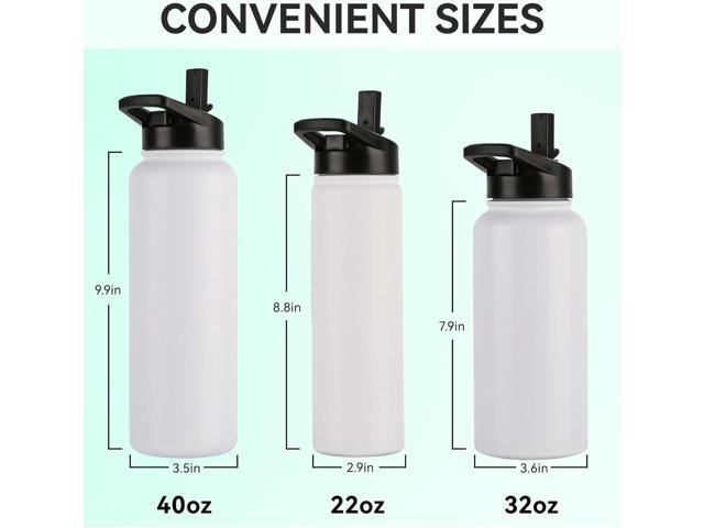 DOMICARE 32 oz Insulated Water Bottle Bulk, Vacuum Insulated Stainless Steel Sports Water Bottle with Straw Lid & Spout Lid, Leakproof, Reusable -...
