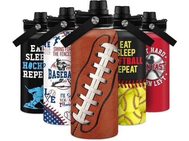 SANDJEST Football Water Bottle - 32oz Insulated Stainless Steel Sports Bottles - Gifts for Men Football Lovers Fan Players