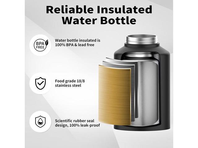 Half Gallon Water Bottle Insulated(Cold for 48 Hrs),BPA Free & Leak Proof,64oz Stainless Steel Water Jug/Flask,Big thermos,Large Water Bottle with...
