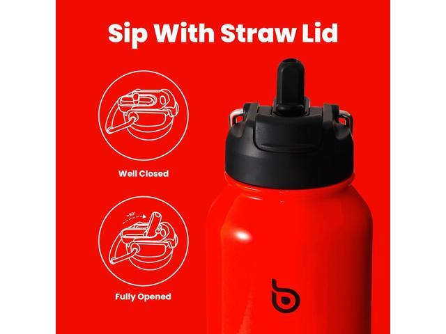 BOTTLE BOTTLE 40 oz sports water bottle stainless steel insulated water bottle with straw and pills holder (neon red)