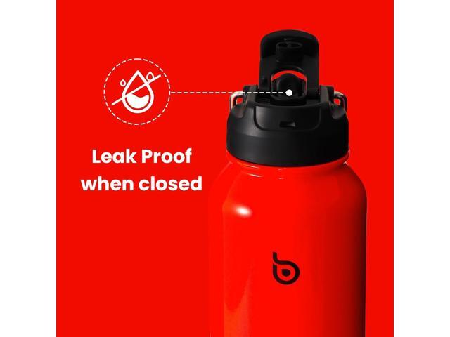 BOTTLE BOTTLE 40 oz sports water bottle stainless steel insulated water bottle with straw and pills holder (neon red)
