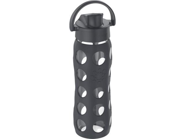 Lifefactory 22-Ounce Active Flip Cap Glass Water Bottle, 22oz, Carbon