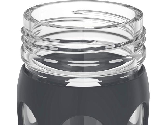 Lifefactory 22-Ounce Active Flip Cap Glass Water Bottle, 22oz, Carbon