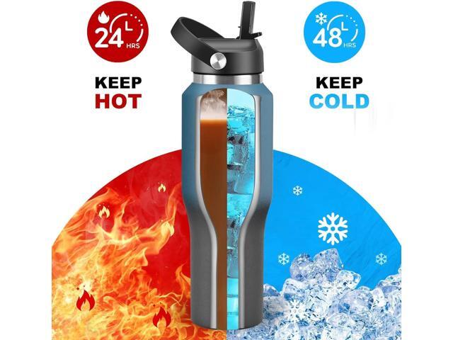 SENDESTAR 40oz Stainless Steel Water Bottle(Cold for 48 Hrs, Hot for 24 Hrs),Double Wall Vacuum Insulated Bottle with Straw Lid, Spout Lid and Flex...