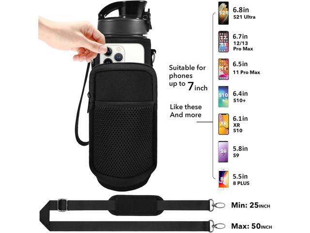 32 oz Water Bottles with Straw & Strap, Motivational Water Bottles with Times to Drink, BPA Free Reusable Sports Water Bottle with Sleeve Carrier...