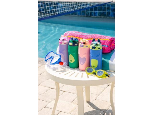 Ello Ellies 12oz Vacuum Insulated Stainless Steel Kids Water Bottle with Straw and Built-in Carrying Handle and Leak-Proof Locking Lid for School...