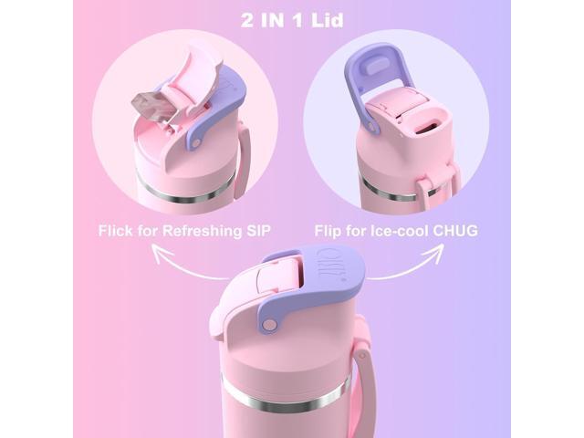 OISIZ Insulated Water Bottle 24 oz with 2-in-1 Straw and Swig Lid, Leakproof and BPA Free, Keep Cold 24H, Vacuum Stainless Steel Kids Water Bottle...