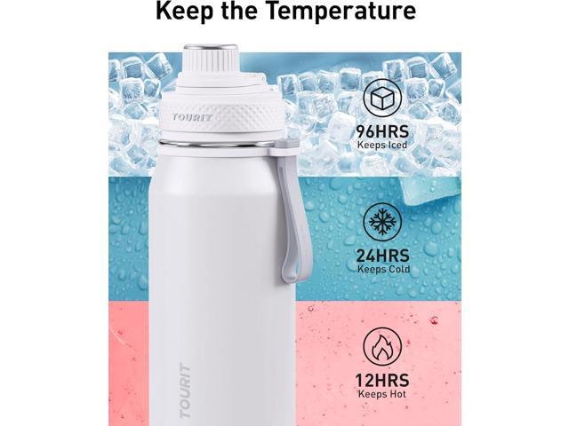 TOURIT 32oz Stainless Steel Wide Mouth Water Bottle, Double-Wall Vacuum Insulation with Spout Lid for Sports and Travel, Black