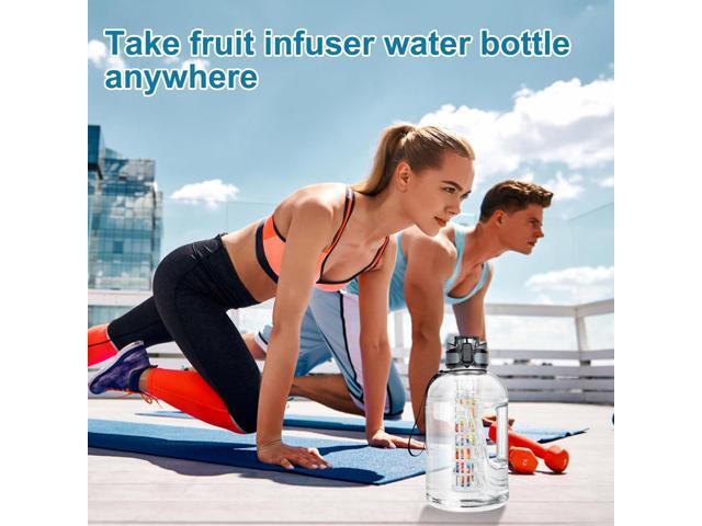 UTEBIT 74 OZ Fruit Infuser Water Bottle, Half Gallon Insulated Sports Water Bottle With Straw, 2.2L BPA Free Leak Proof Tritan Large Water Jug with...