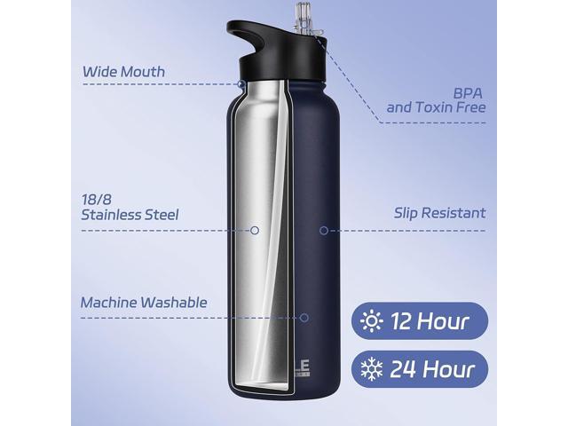 HASLE OUTFITTERS 40oz Stainless Steel Water Bottle, Vacuum Insulated Double Walled Leak Proof Sports Water Bottle with 2 Lids (Straw and Spout Lid)...
