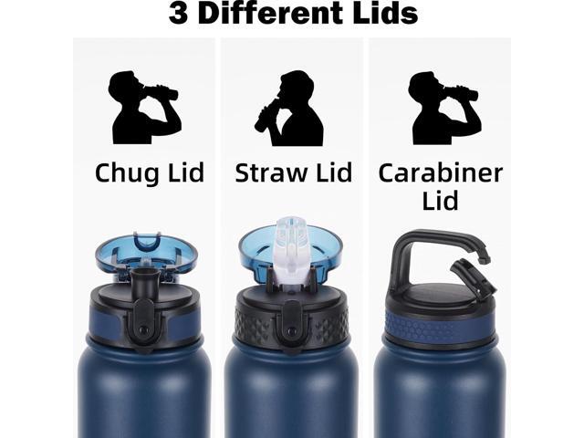 Oldley Insulated Water Bottle 20oz Water Bottles with Straw, Stainless Steel Water Bottle with 3 Lids, Double Wall Vacuum Bottles for Adult Kids,...