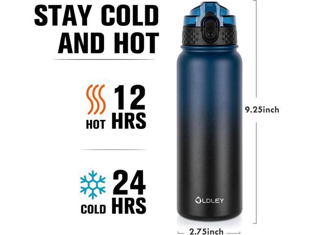 Oldley Insulated Water Bottle 20oz Water Bottles with Straw, Stainless Steel Water Bottle with 3 Lids, Double Wall Vacuum Bottles for Adult Kids,...