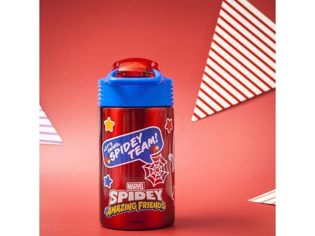 Zak Designs Marvel Spider-Man 18/8 Single Wall Stainless Steel Kids Water Bottle, Flip Straw Locking Spout Cover, Durable Cup for Sports or Travel...