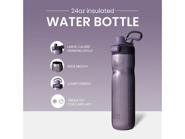 BOTTLE BOTTLE Insulated Water Bottle 24 oz with Handle and Flip Tops Lids Stainless Steel Water Bottle Push Button Lid Leak proof Portable for...