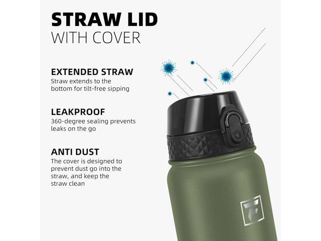 Fanhaw 20 Oz Stainless Steel Insulated Sports Water Bottles with Straw for Kids, Men and Women (Olive Green)