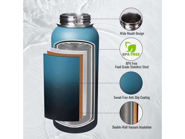 32 oz Insulated Water Bottle with Handle, 304 Stainless Steel Water Bottles with Wide Mouth, Double Wall Vacuum Sports Water Bottle, BPA Free, Keep...