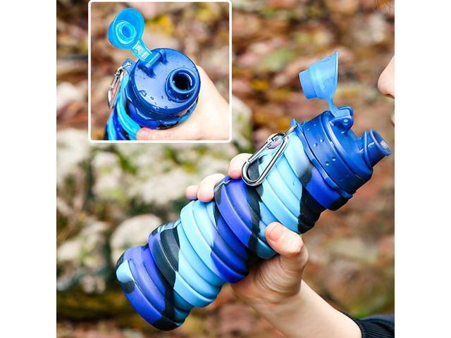 Collapsible Water Bottles Two Pack - Travel Sports Portable Silicone Waterproof Camping Bottle with Mountaineering Buckle