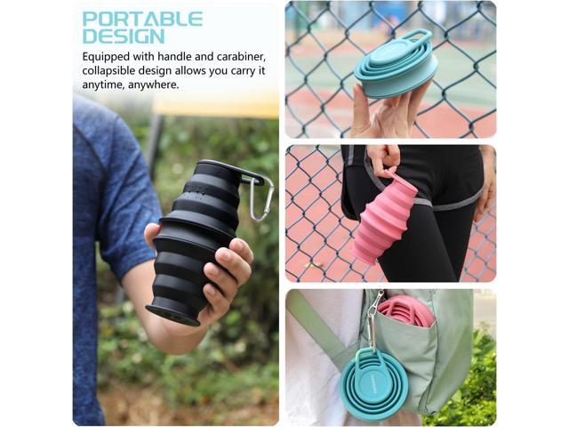 Nefeeko Collapsible Water Bottle,17oz(500ml) Reuseable BPA Free Silicone Foldable Water Bottles for Travel Gym Camping Hiking, Portable Leak Proof...