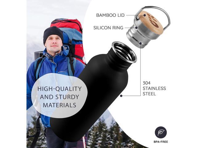 Bambaw 32 oz Water Bottle, Black Water Bottle Non-insulated, Single Wall Stainless Steel Bottle, Metal Water Bottle, Large Water Bottle 32oz,...
