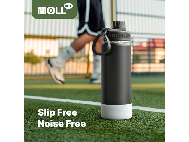Kids Insulated Water Bottle-16 oz Stainless Steel Vacuum Wide Mouth Sports Flask with Silicone Boot-Reusable Metal Leak Proof Travel Water Bottle...