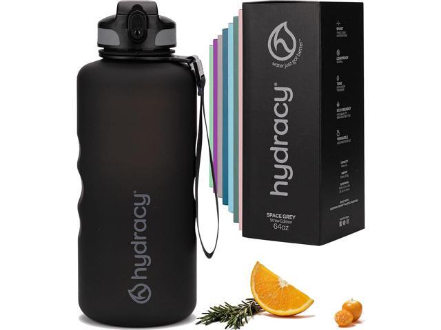 Hydracy Water Bottle with Time Marker -Large BPA Free Water Bottle & No Sweat Sleeve -Leak Proof Gym Bottle with Fruit Infuser Strainer & Times to...