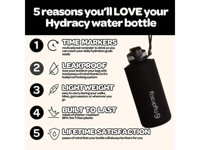 Hydracy Water Bottle with Time Marker -Large BPA Free Water Bottle & No Sweat Sleeve -Leak Proof Gym Bottle with Fruit Infuser Strainer & Times to...