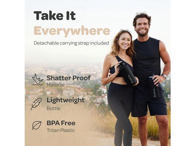 Hydracy Water Bottle with Time Marker -Large BPA Free Water Bottle & No Sweat Sleeve -Leak Proof Gym Bottle with Fruit Infuser Strainer & Times to...