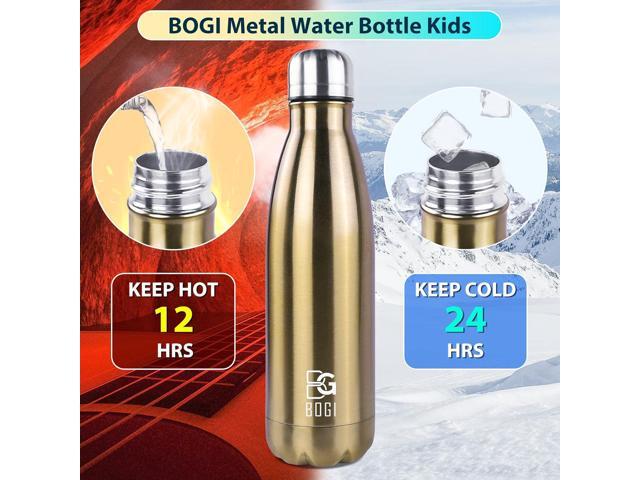 BOGI 2 Pack 17oz Insulated Water Bottle Double Wall Vacuum Stainless Steel Water Bottles, Leak Proof Metal Sports Water Bottle Keeps Drink Hot &...