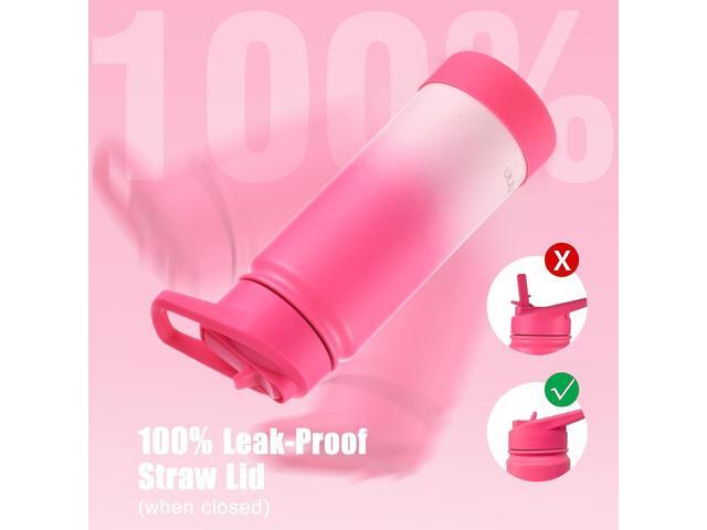 Mininoo Kids Water Bottle for School, 16oz Stainless Steel Insulated Water Bottle Kids with Straw Lid for Girls, Boys (Sweat Peach)