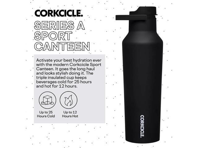 Corkcicle Sport Canteen Insulated Tumbler, Matte Black, 20 oz Reusable Water Bottle Keeps Beverages Cold for 25 Hours & Hot 12 Hours Cupholder...