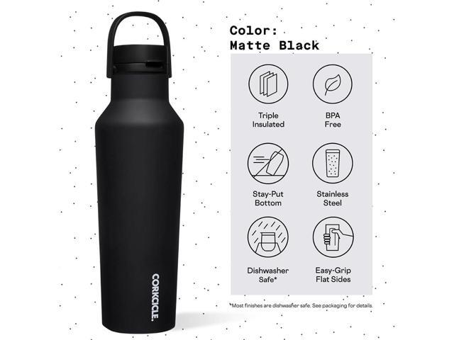 Corkcicle Sport Canteen Insulated Tumbler, Matte Black, 20 oz Reusable Water Bottle Keeps Beverages Cold for 25 Hours & Hot 12 Hours Cupholder...