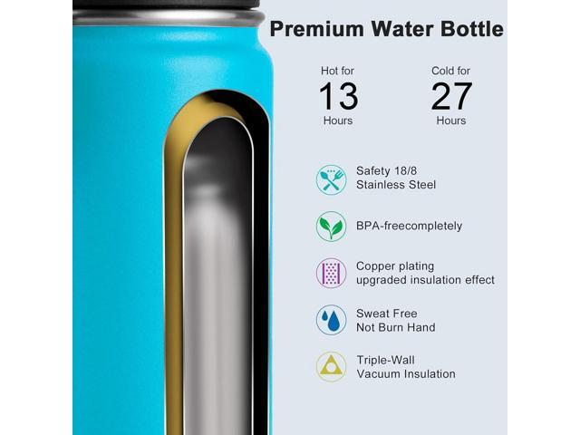 koodee Water Bottle for Kids-16 oz Stainless Steel Vacuum Insulated Sports Water Bottle for Black to School, Reuasble Metal Wide Mouth Water Flask...