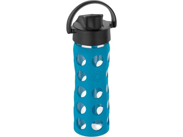 Lifefactory 16-Ounce Glass Water Bottle with Active Flip Cap and Protective Silicone Sleeve, Teal Lake