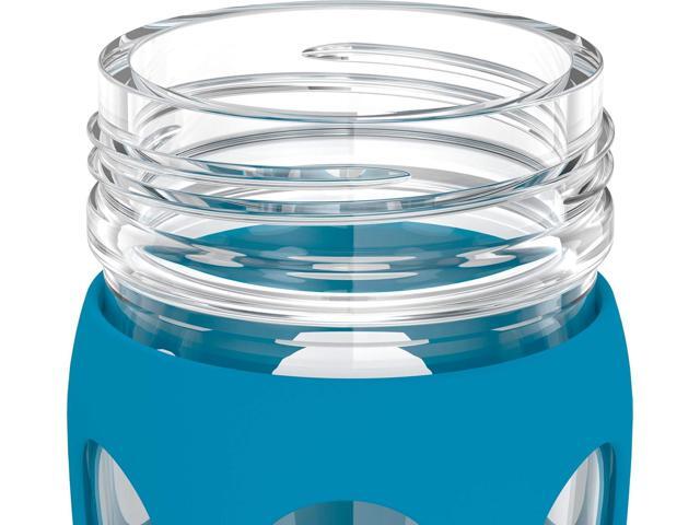 Lifefactory 16-Ounce Glass Water Bottle with Active Flip Cap and Protective Silicone Sleeve, Teal Lake