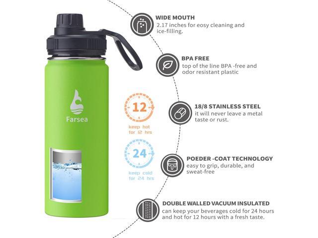 Farsea Insulated Water Bottle With Paracord Handle, Protective Boot and 2 Lids (Straw Lid & Spout Lid), Stainless Steel Water Bottle Wide Mouth,...