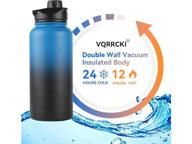 32 Oz Insulated Water Bottle Bulk 4 Pack, Stainless Steel Sports Water Bottles with Straw Lid & Wide Mouth Lids, Double Walled Vacuum, Leak Proof,...