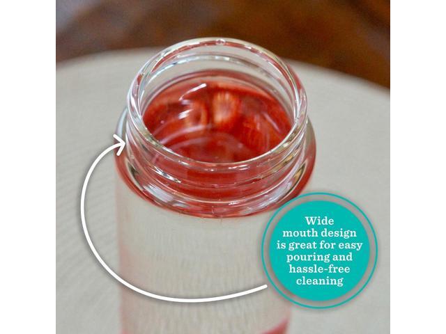 Juice Bottles - 4 Pack Wide Mouth Glass Bottles with Lids - for Juicing, Smoothies, Infused Water, Beverage Storage - 16oz, BPA Free, Stainless...