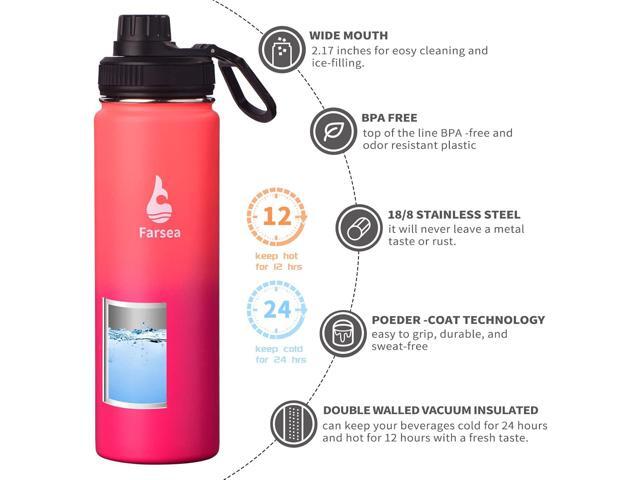 Farsea Insulated Water Bottle With Paracord Handle, Protective Silicone Boot and 2 Lids (Straw Lid & Spout Lid), Stainless Steel Water Bottle Wide...