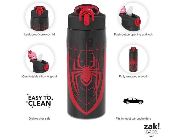 Zak Designs Marvel Spider-Man Water Bottle For School or Travel, 25 oz Durable Plastic Water Bottle With Straw, Handle, and Leak-Proof, Pop-Up...