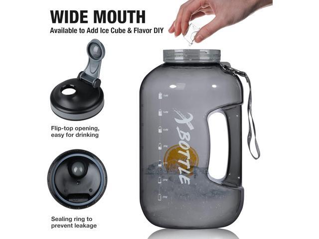 1 Gallon Water Bottle with Chug lid, BPA Free Dishwasher Safe 128oz Large Water Bottle with Motivational Time Marker and Handle Leak-proof Big...